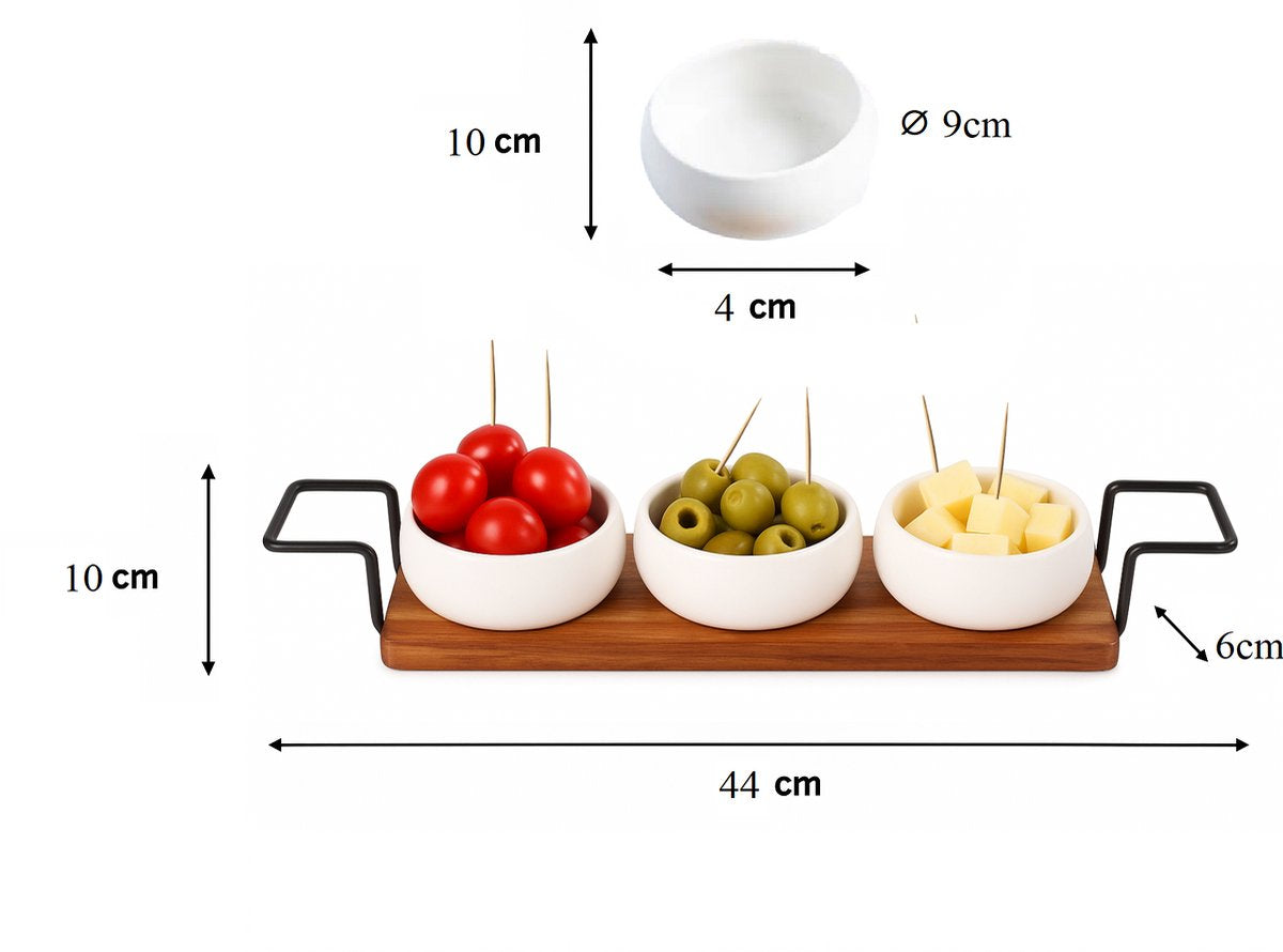 Cheffinger Snackschalen Set - 4-delig - Bamboe - Zwart