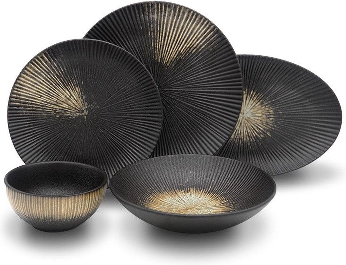 Bricard Amily - Porseleinen Serviesset/Dinerset – 25-Delig – 6 Persoons – Zwart