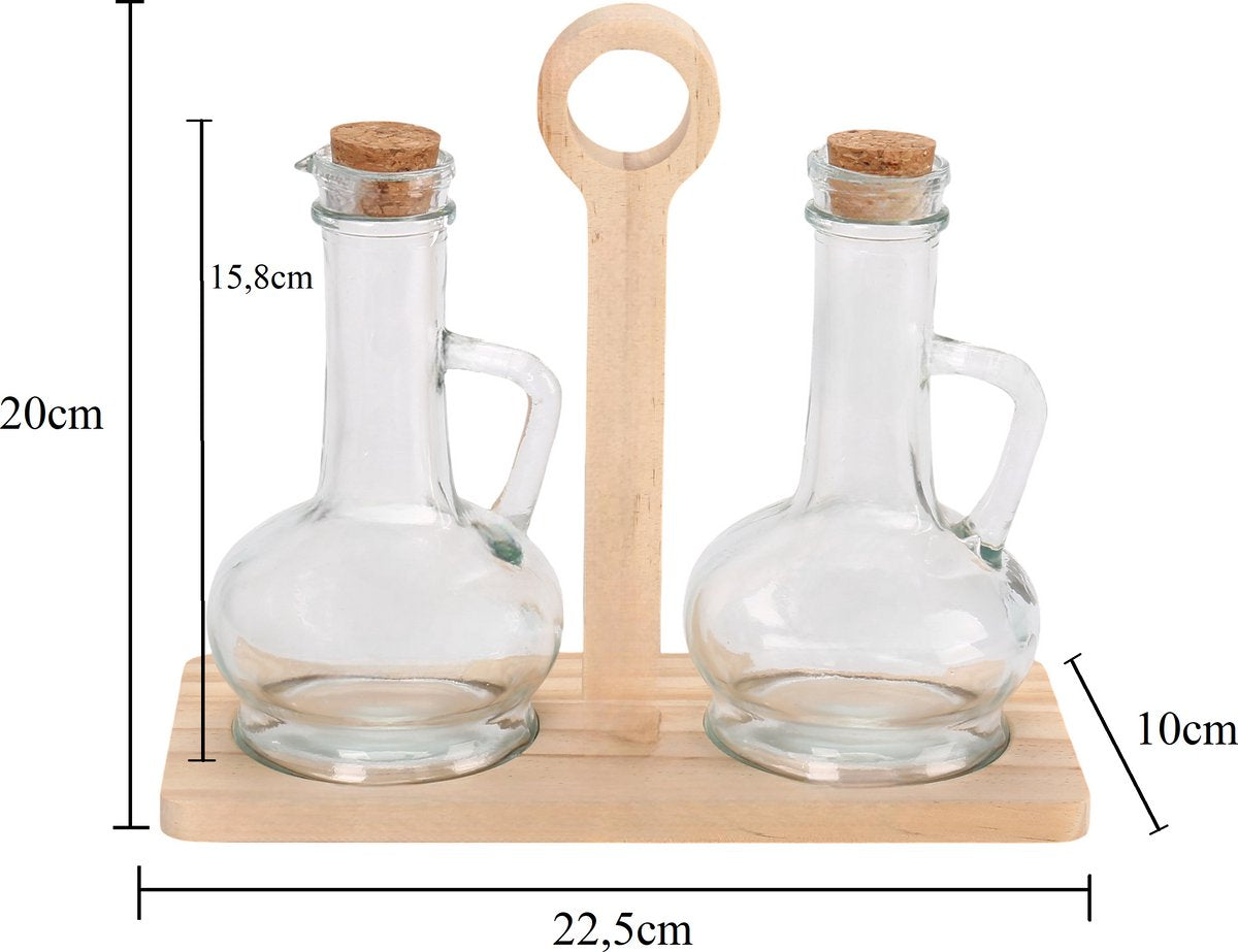 Cheffinger Olie- en Azijn Set Incl. Houder - Bamboe