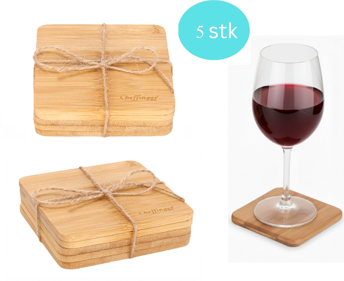 Cheffinger Onderzetter Set - 5-delig - Bamboe