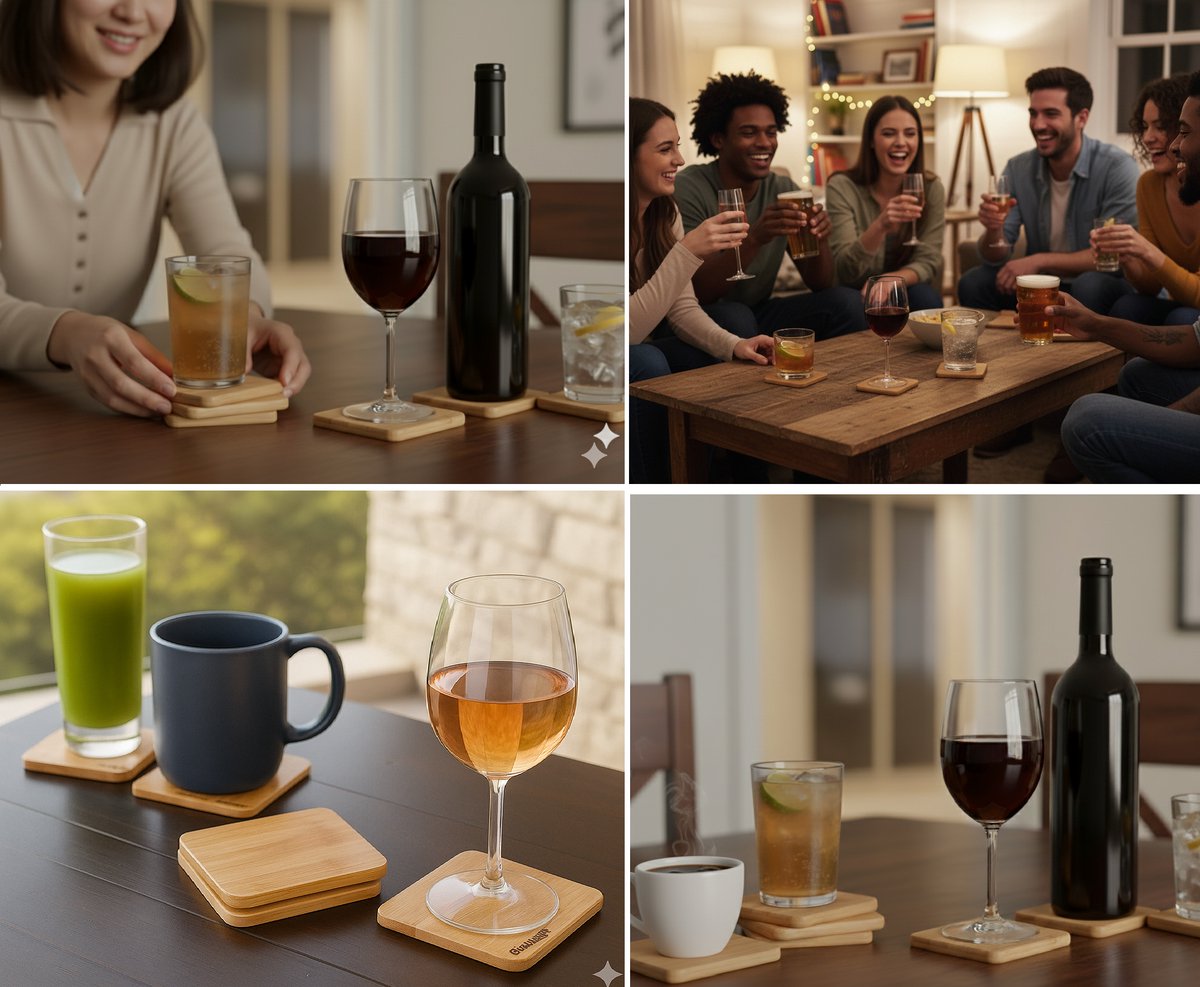 Cheffinger Onderzetter Set - 5-delig - Bamboe