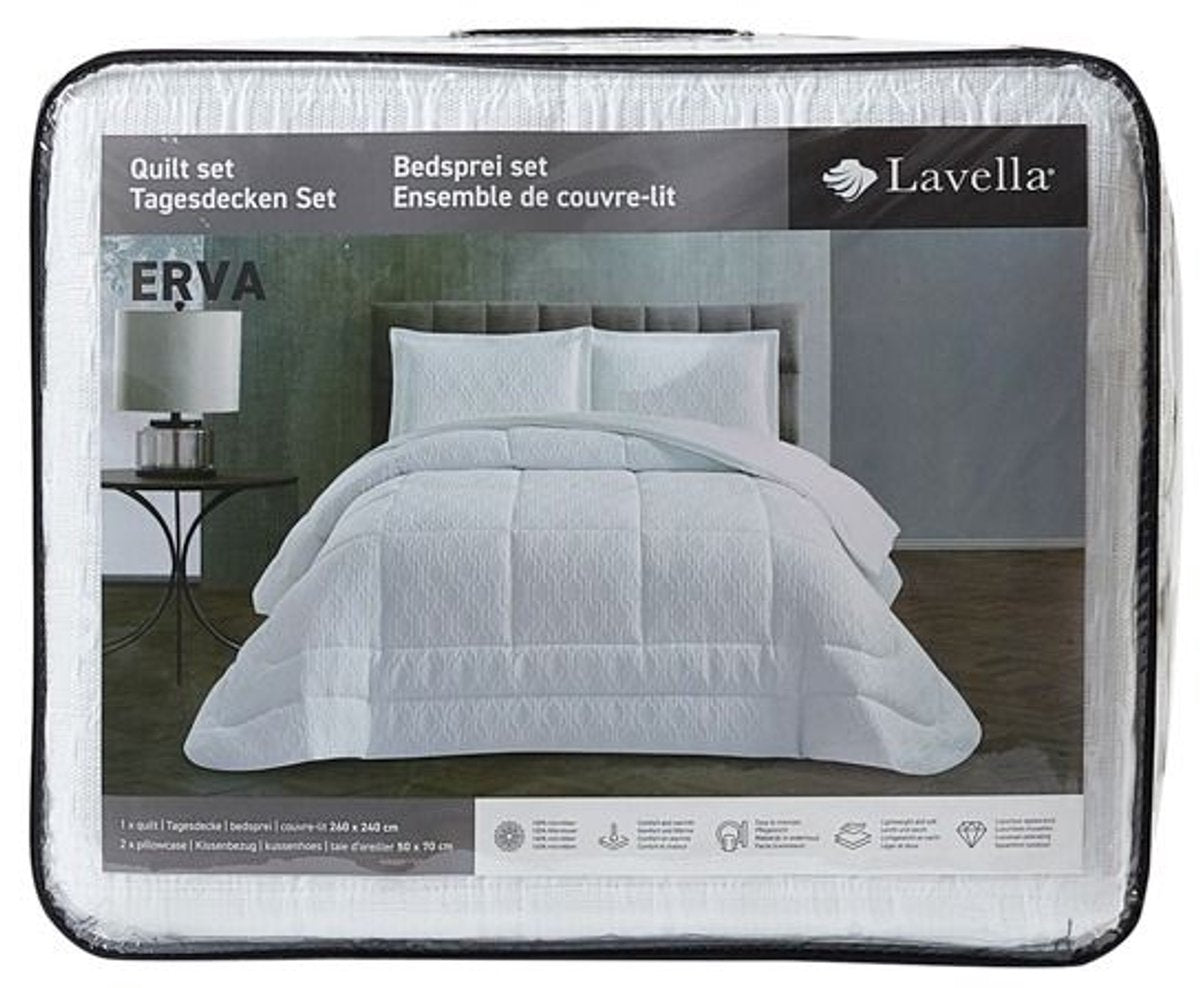 Lavella Erva Bedsprei Set 3-delig - Wit - 260x240cm