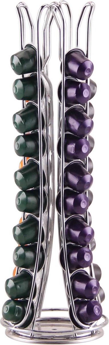 Cheffinger - Nespresso Capsulehouder - 360° draaibaar - 40 Cups - Cuphouder - Koffiecups Houder - Zilver