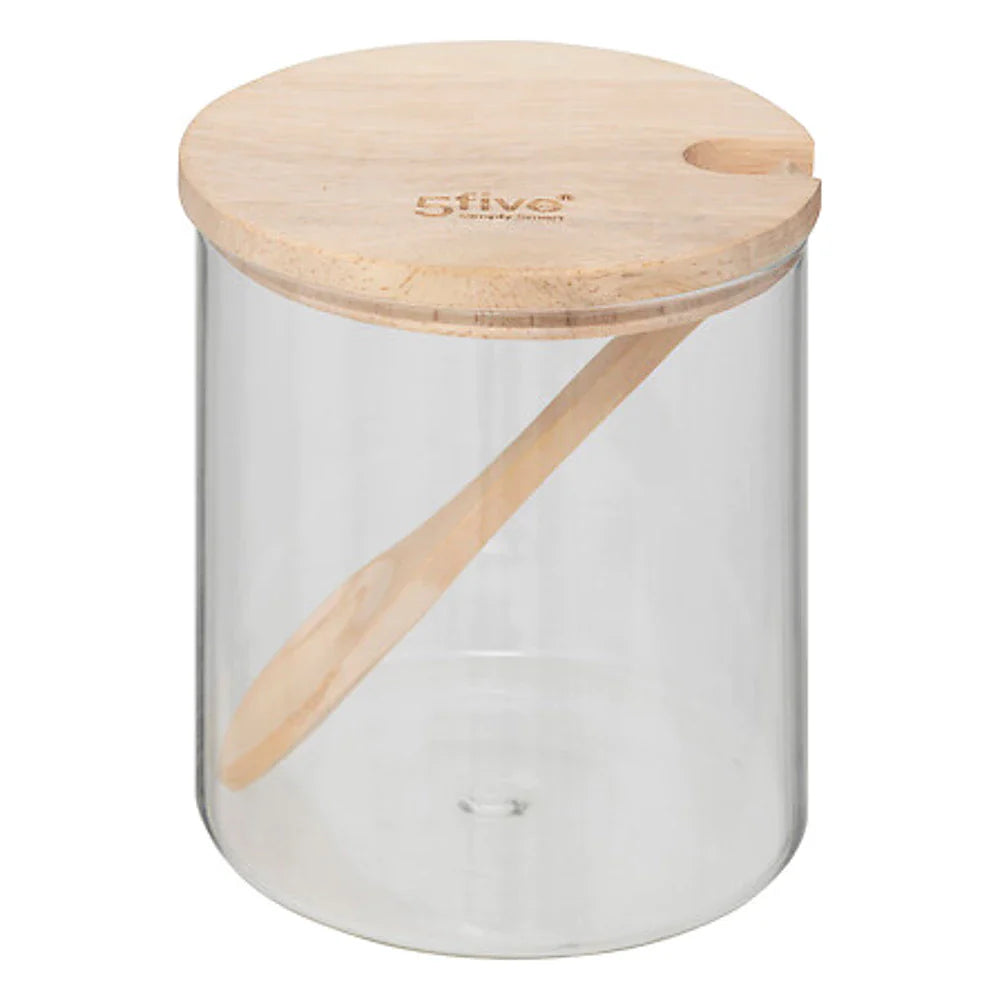 5Five Suikerpot incl Lepel - Glas/Bamboe - 400ml