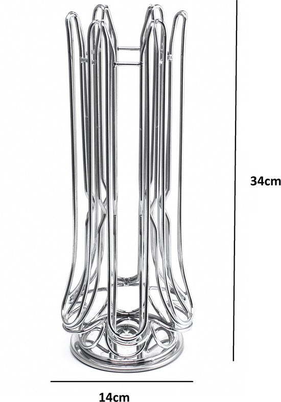 Cheffinger - Nespresso Capsulehouder - 360° draaibaar - 48 Cups - Cuphouder - Koffiecups Houder - Zilver