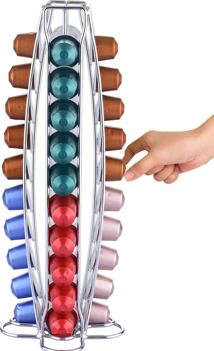 Cheffinger - Nespresso Capsulehouder - 40 Cups - Cuphouder - Koffiecups Houder - Zilver