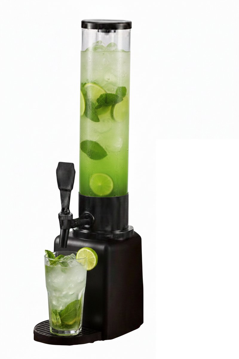 Cheffinger Drankdispenser met IJsblokjesreservoir en Tapkraan - 3L - Voor Frisdrank, Water, Sap en Cocktails - Perfect voor Feestjes en BBQ’s