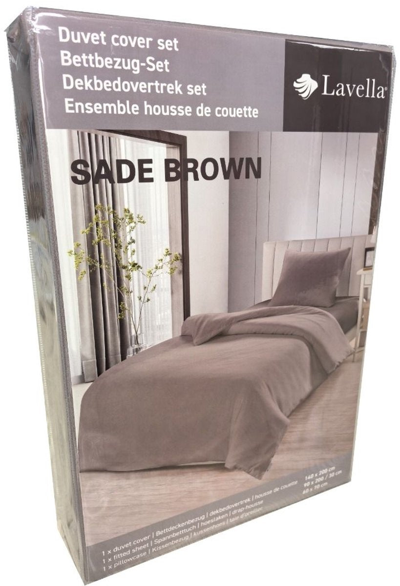 Lavella Sade Dekbedovertrek Set 3-delig - Bruin - 140x200cm
