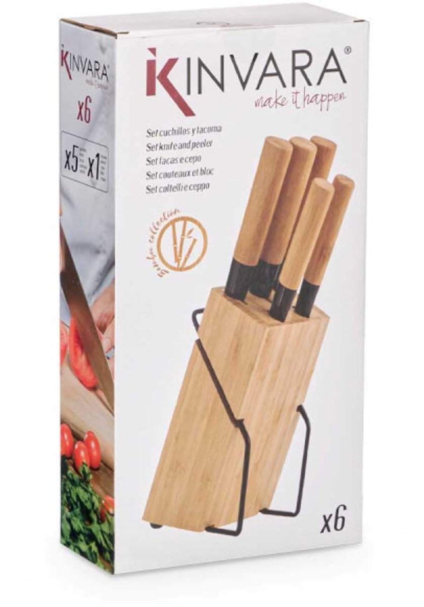 Kinvara Knife Set with Knife Block - 6-piece - Bamboo