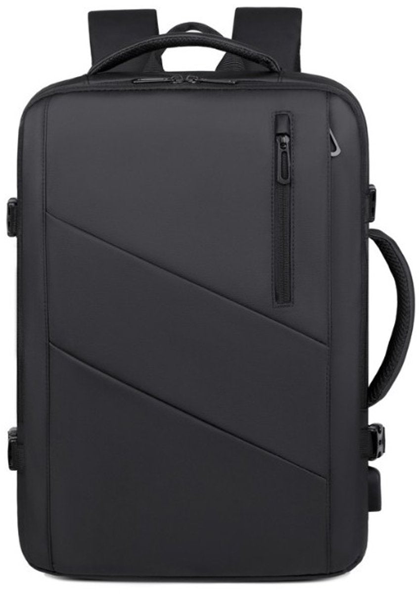 Hauskraft Rugzak met USB-Poort - Zwart - Rugzak voor Reizen - Reistas Handbagage - Reis Backpack - Rugtas Heren en Dames