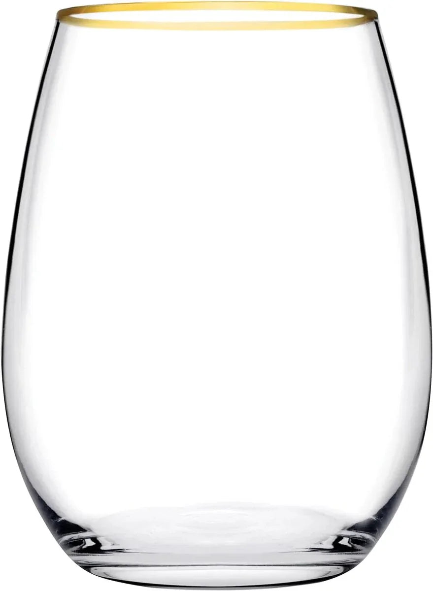 Glozini Lisbon - Drinkglazen met Gouden Rand - Set van 6 - 300ml - Waterglas