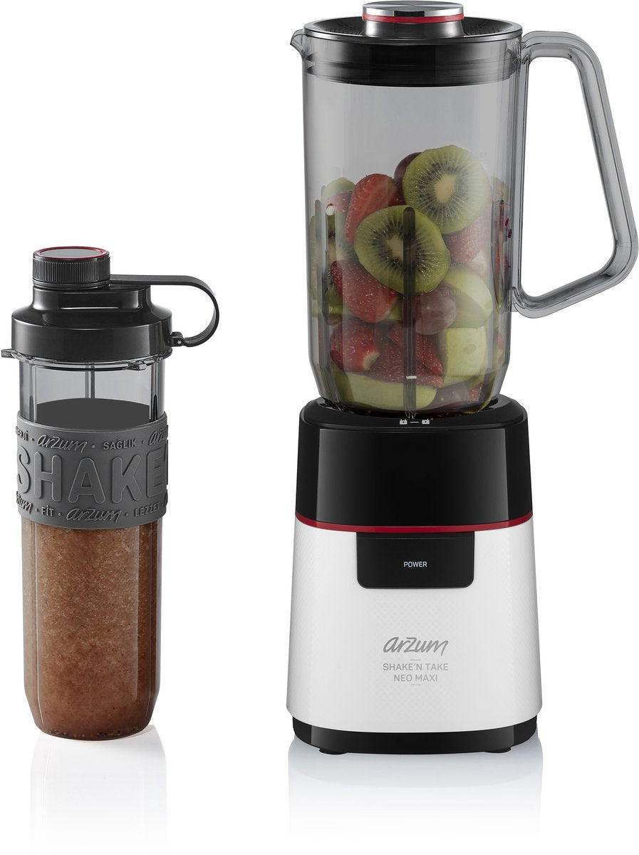 Arzum Shake 'n Take Neo Maxi Blender AR1174-0200 | Wit - 500W - 1000ML kan - 570ML drinkfles