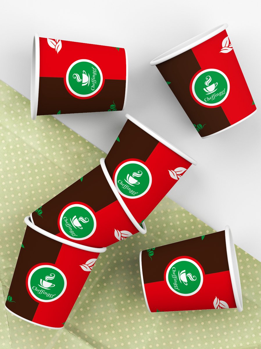 Cheffinger Kartonnen Koffiebeker - 200ml - Rood/Bruin - 100 Stuks