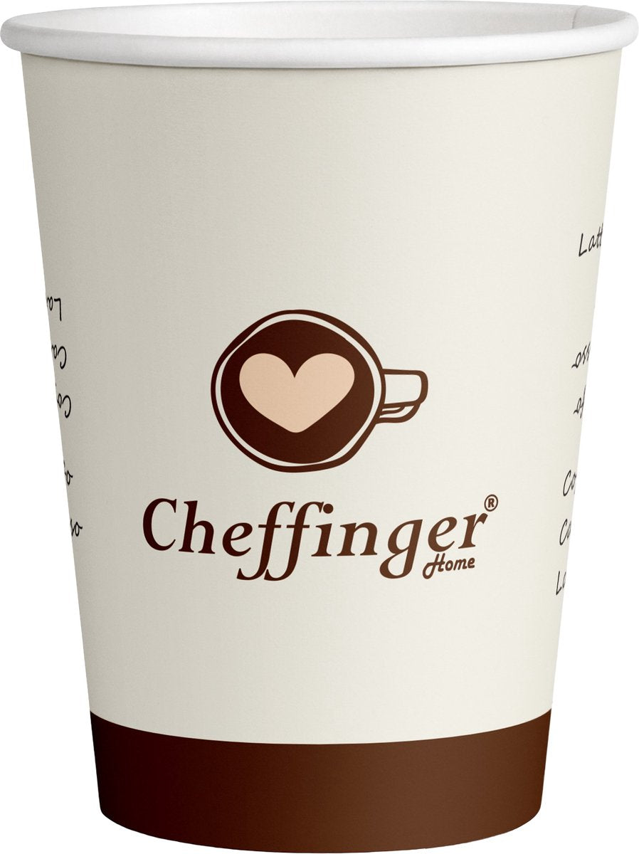 Cheffinger Kartonnen Koffiebeker - 250ml - Cremé - 100 Stuks