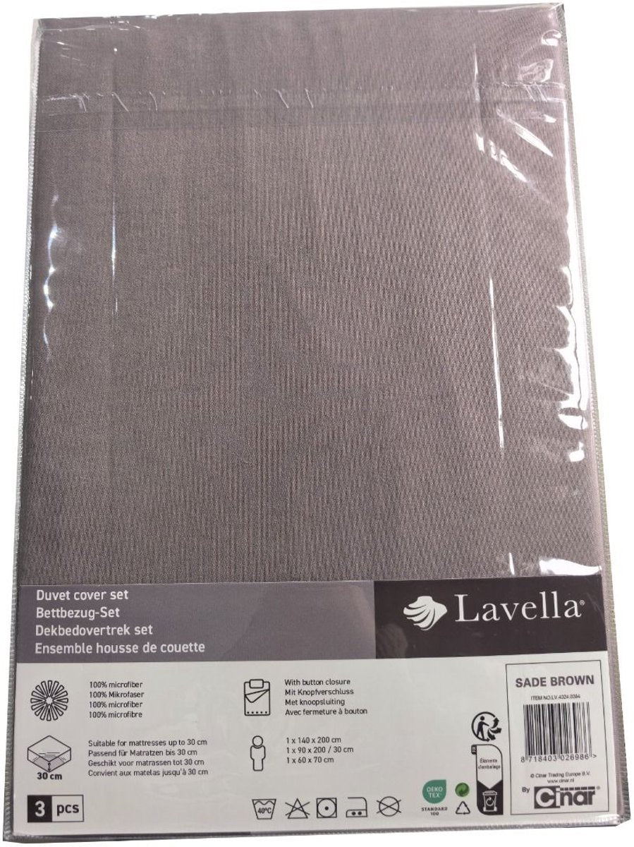 Lavella Sade Dekbedovertrek Set 3-delig - Bruin - 140x200cm