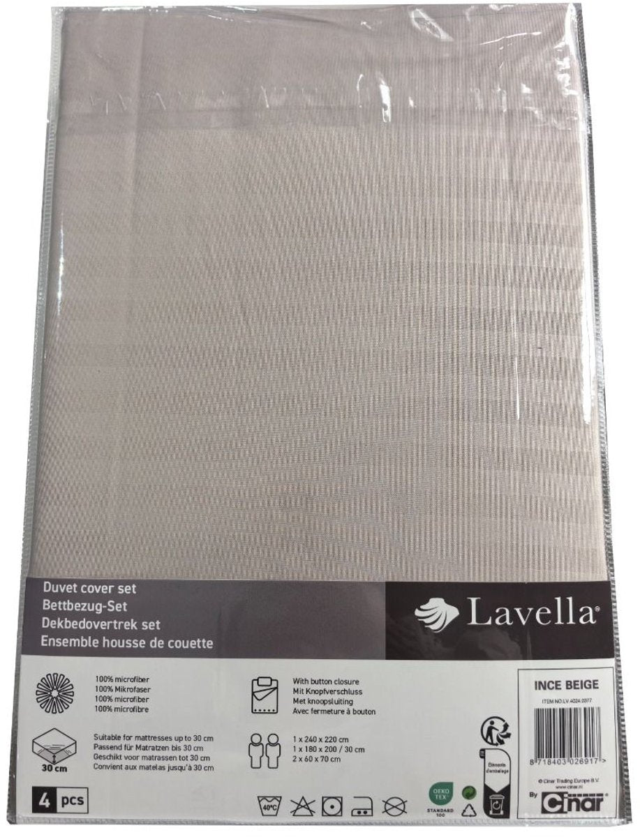 Lavella Ince Dekbedovertrek Set 4-delig - Beige - 240x220cm