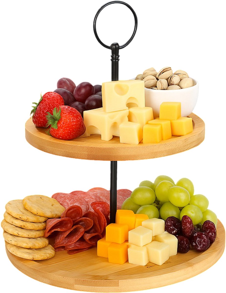 Cheffinger Etagère - 2-laags - Bamboe - Fruit - Serveerschaal - High-Tea