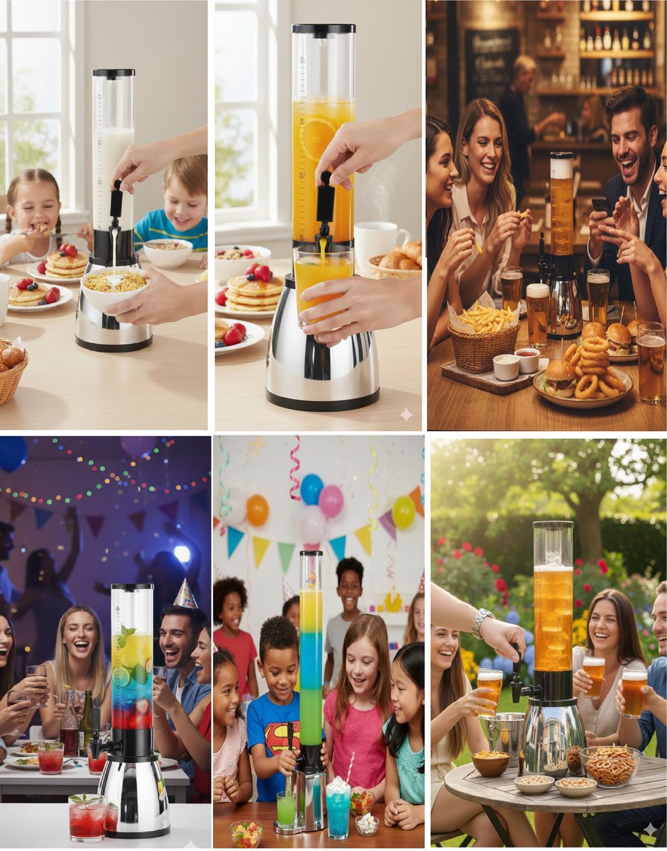 Cheffinger Drankdispenser met IJsblokjesreservoir en Tapkraan - 1,5L - Voor Frisdrank, Water, Sap en Cocktails - Perfect voor Feestjes en BBQ’s