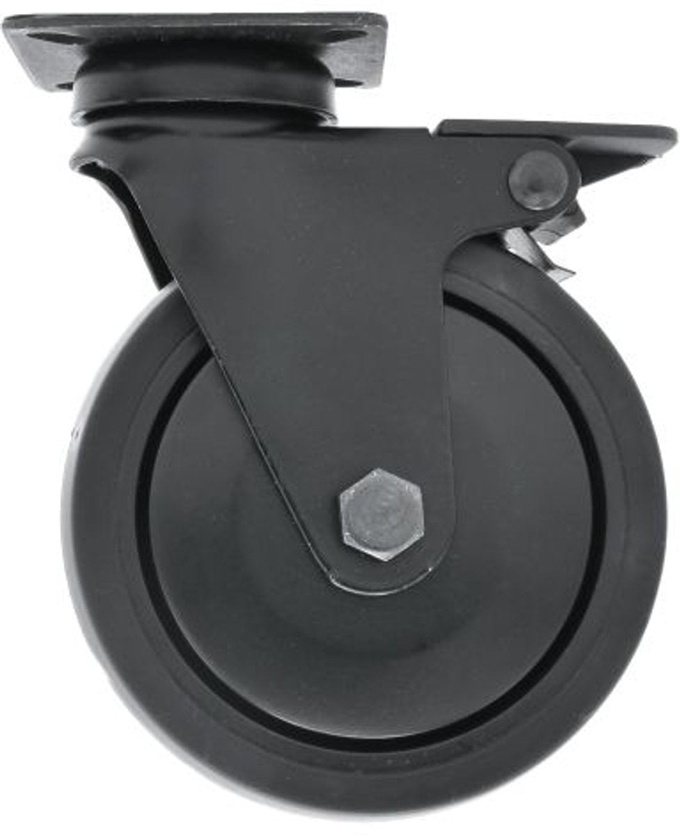 MacLean Zwenkwiel met Rem - Zwart - Rubber - Ø100mm - Draagvermogen 70KG