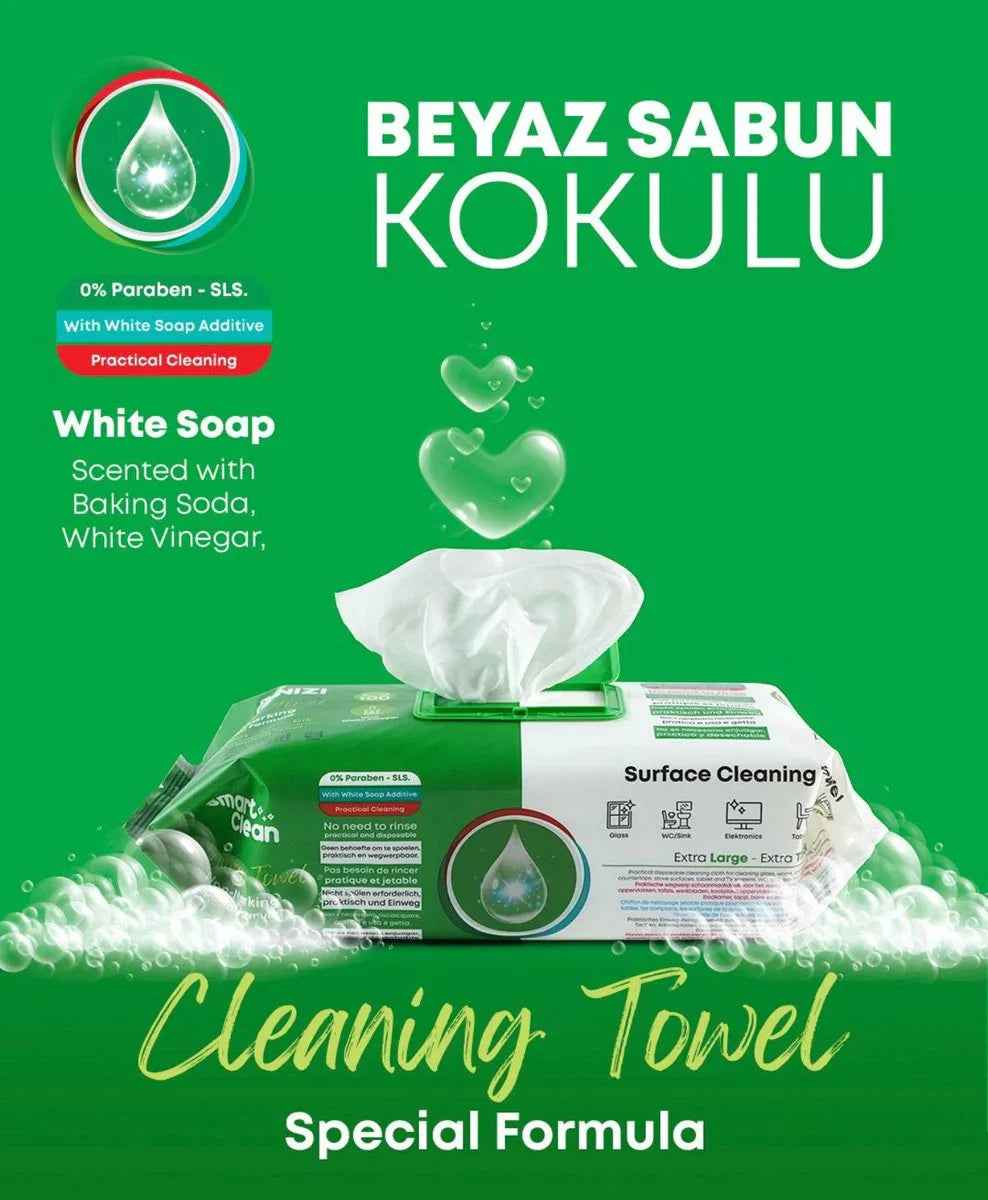 Cleanizi Schoonmaakdoekjes – 3 Pak x 100 Stuks - Extra Groot & Dik – Streeploos Schoon – Frisse Geur – 0% Parabenen – Met Witte Azijn – Multifunctioneel - TEKZEN