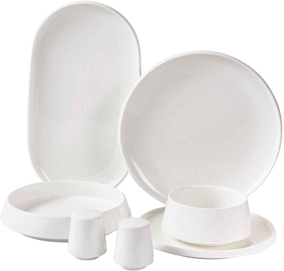 Bricard Bellon - Porseleinen Serviesset Set - Dinner Set - 27-delig - 6-Persoons - Wit/Reliëf