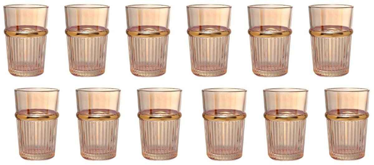 Bricard Fariza Glazenset - Amber Goud - 12-delig - 200ml - Marokkaanse Theeglazen