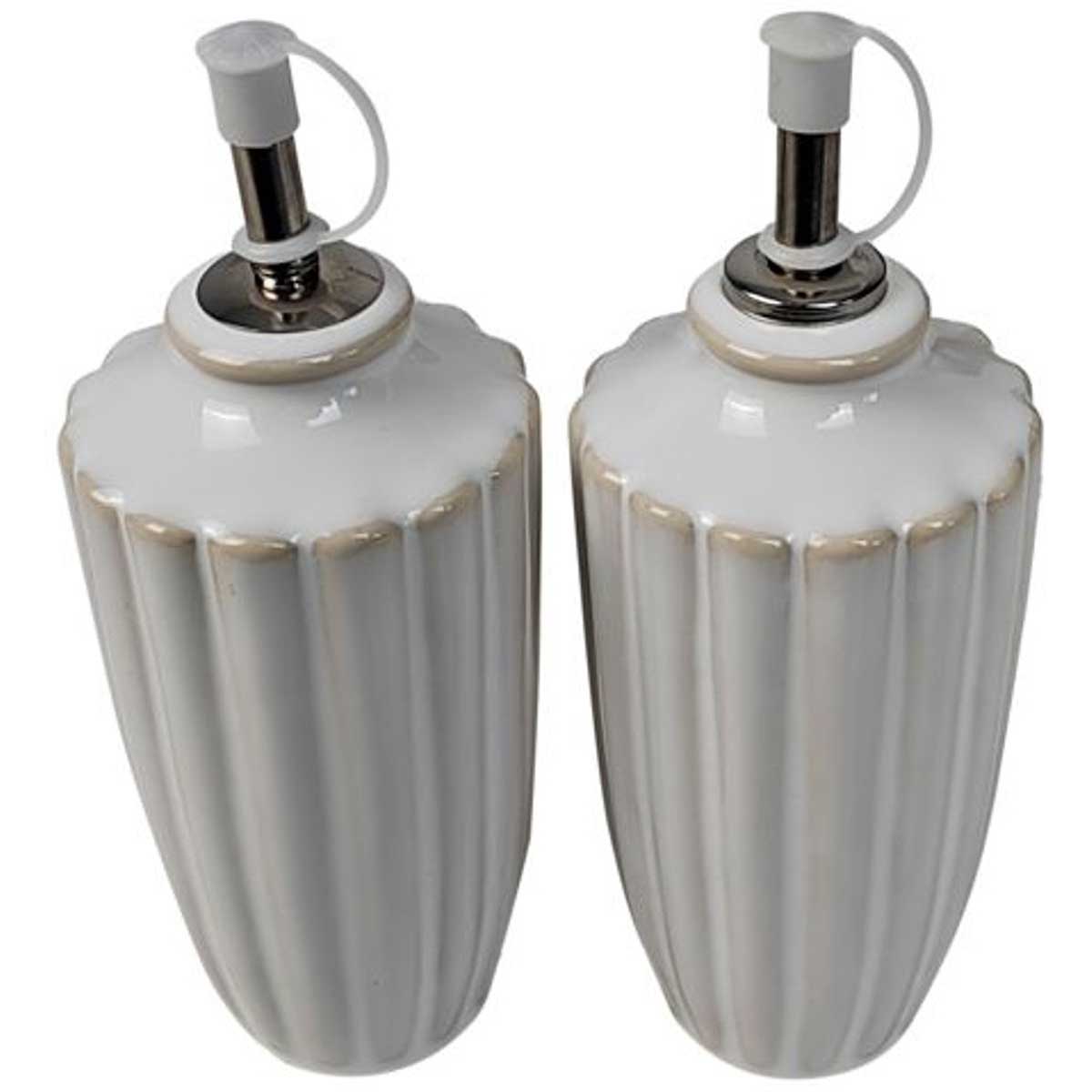 Bricard Paris hoogwaardig keramiek olie- & azijnstellen Ø7 x 18 cm per fles Wit