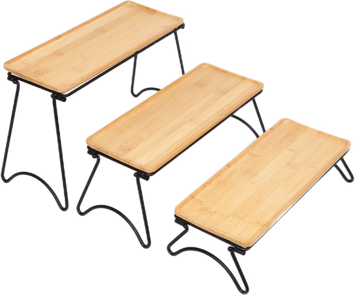 Cheffinger Dienbladen Set met Pootjes - 3-delig - Bamboe