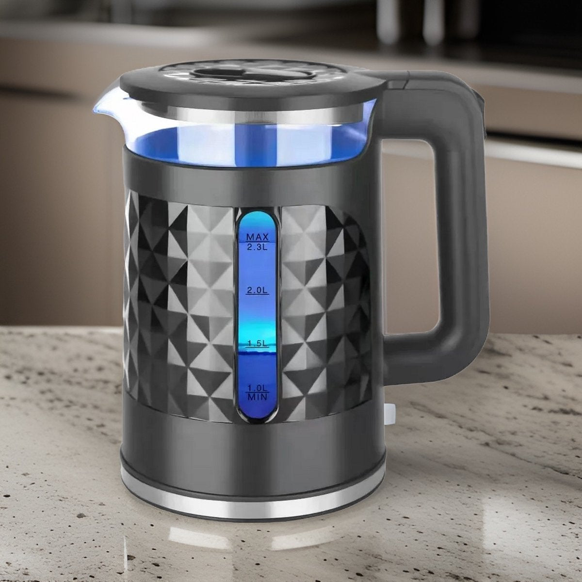 Cheffinger Elektrischer Wasserkocher - 2,3 l - Schwarz - 1500 W