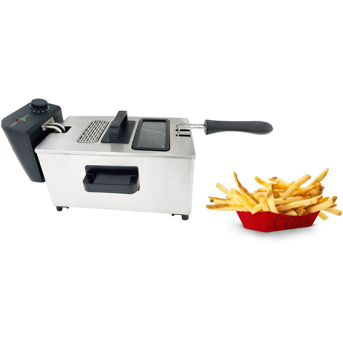 Cheffinger Deep Fryer - 3L - Stainless Steel - 2000W - With Viewing Window & Removable Frying Basket - Deep Fryer