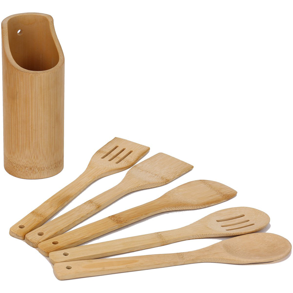 Cheffinger Kitchen Utensil Set with Stand - 6-piece - Bamboo