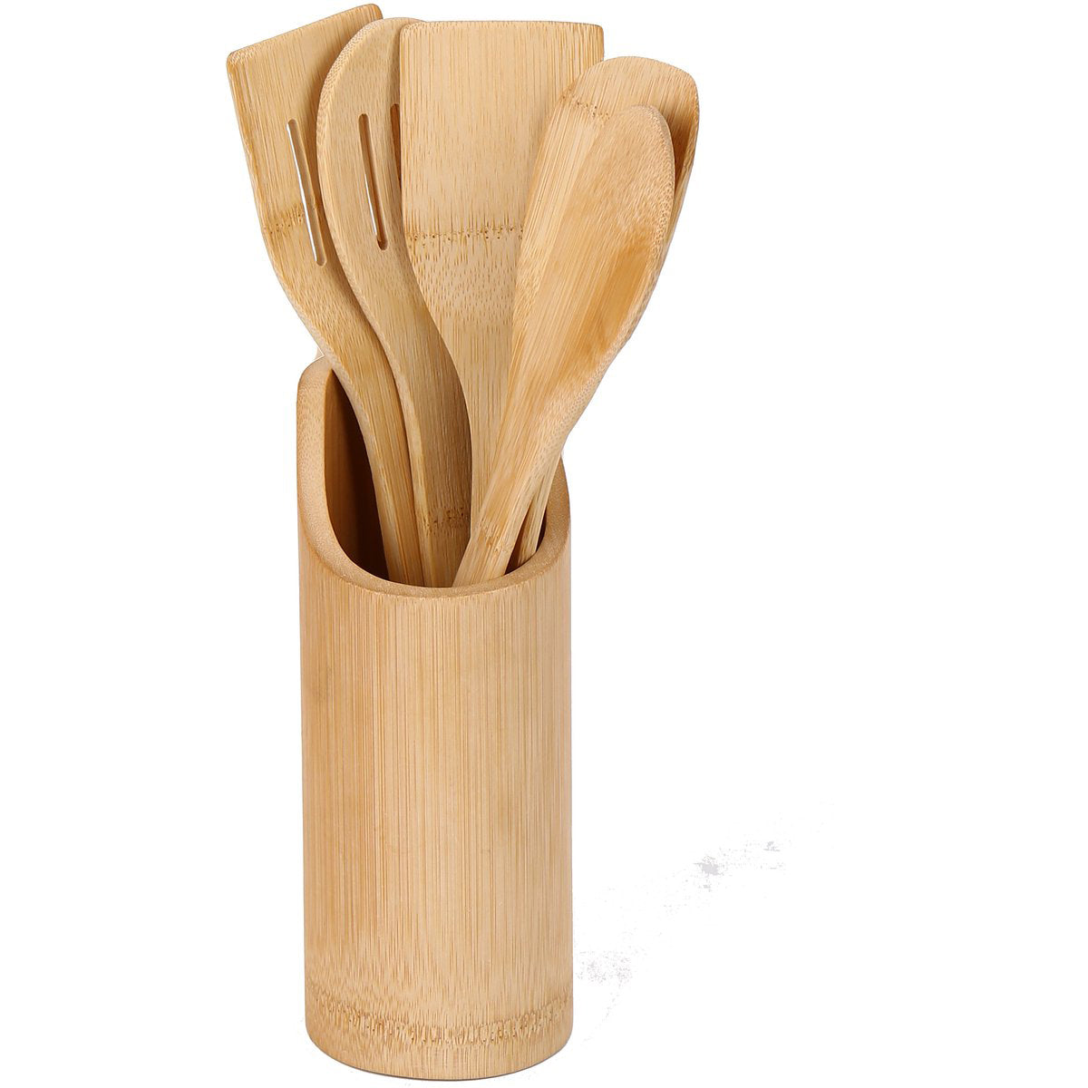 Cheffinger Kitchen Utensil Set with Stand - 6-piece - Bamboo