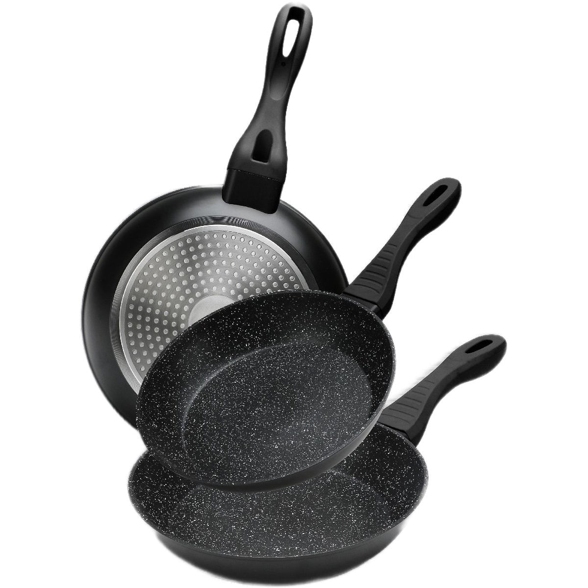 Cheffinger Koekenpannenset - 3-delig - Zwart - Koekenpan 20, 24,28cm - Inductie - TEKZEN