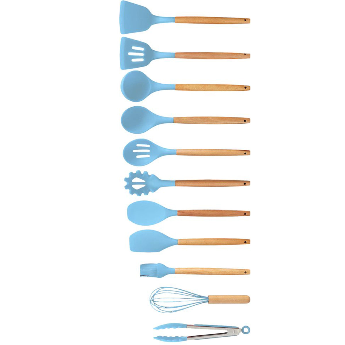 Cheffinger Cookware Set with Holder - 12 Piece - Light Blue - Kitchenware Set