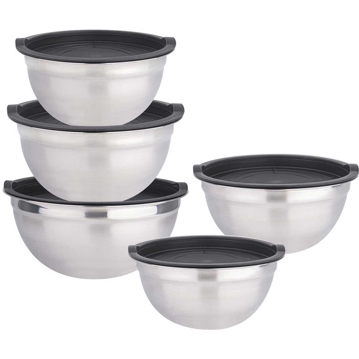 Cheffinger Mengkom - Set van 5 Keukenkommen met Deksels - 16/18/20/22/24cm - Kommenset