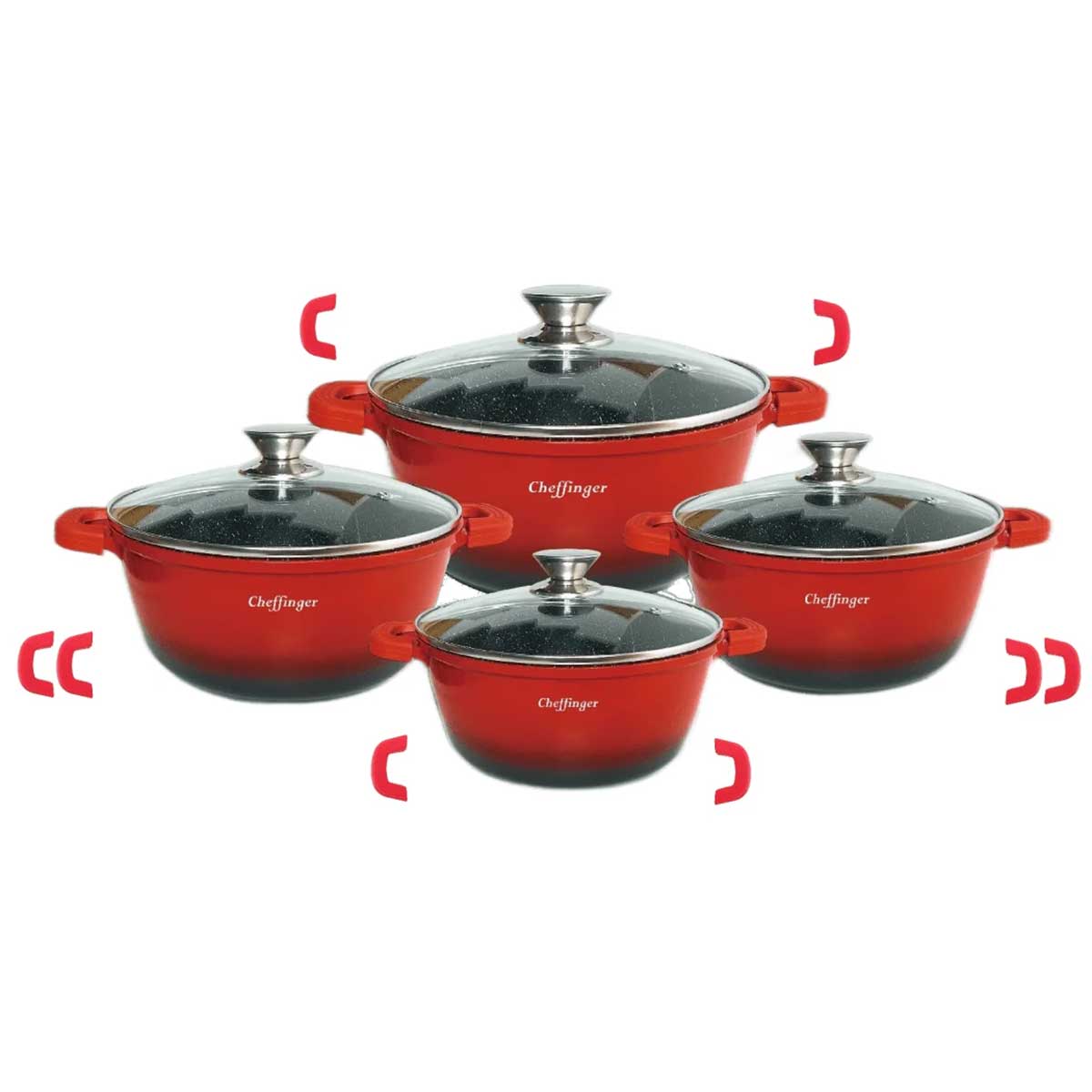 Cheffinger Pannenset met Deksel pannenset