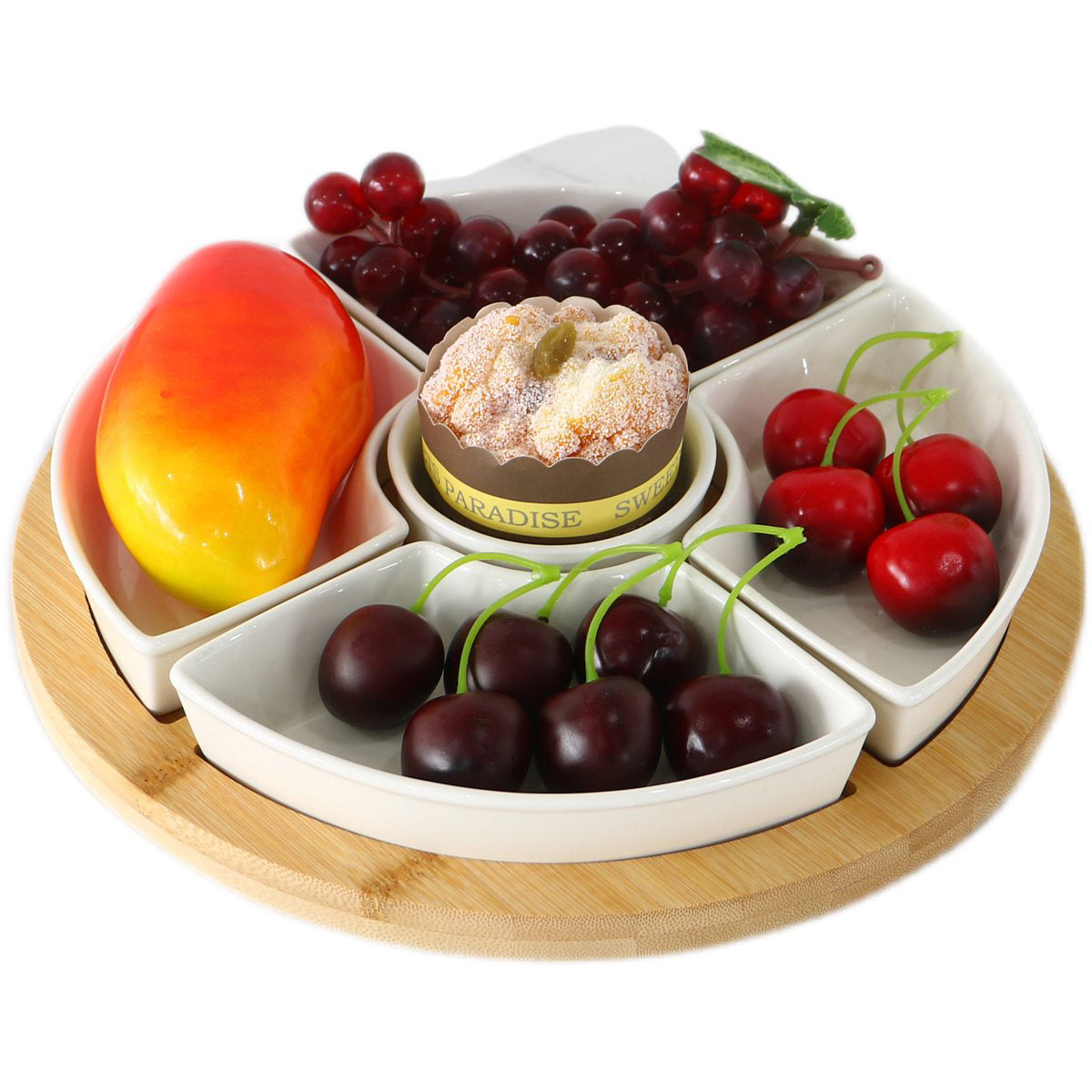 Clever Snack Bowl with 5 Trays - Bamboo - Drink Pan - Tapas Bowl - Serving Bowl