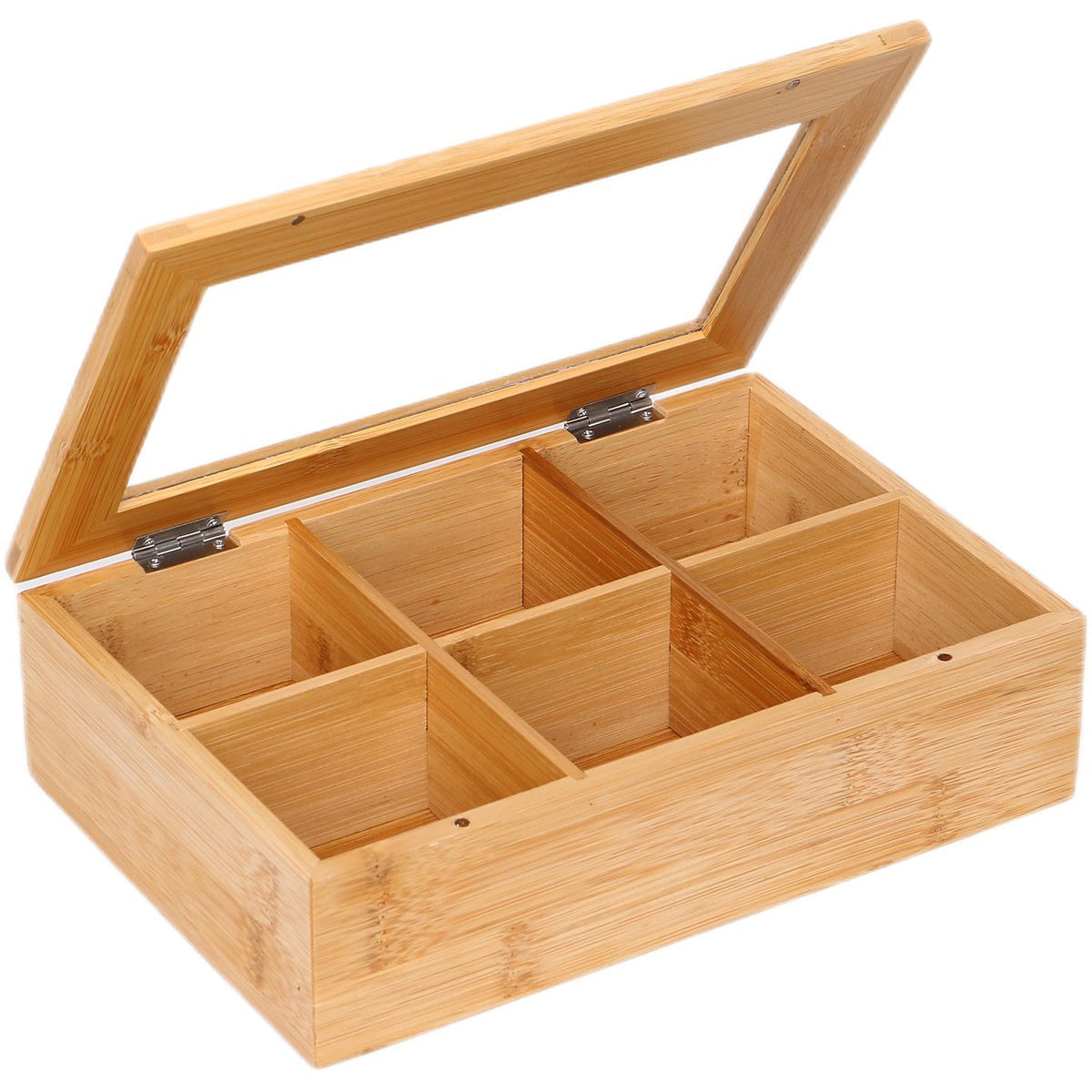 Cheffinger Theedoos 6 Vaks - Ruime Vakken voor Pickwick, Pukka, Twinings, Clipper - Theekist - Bamboe