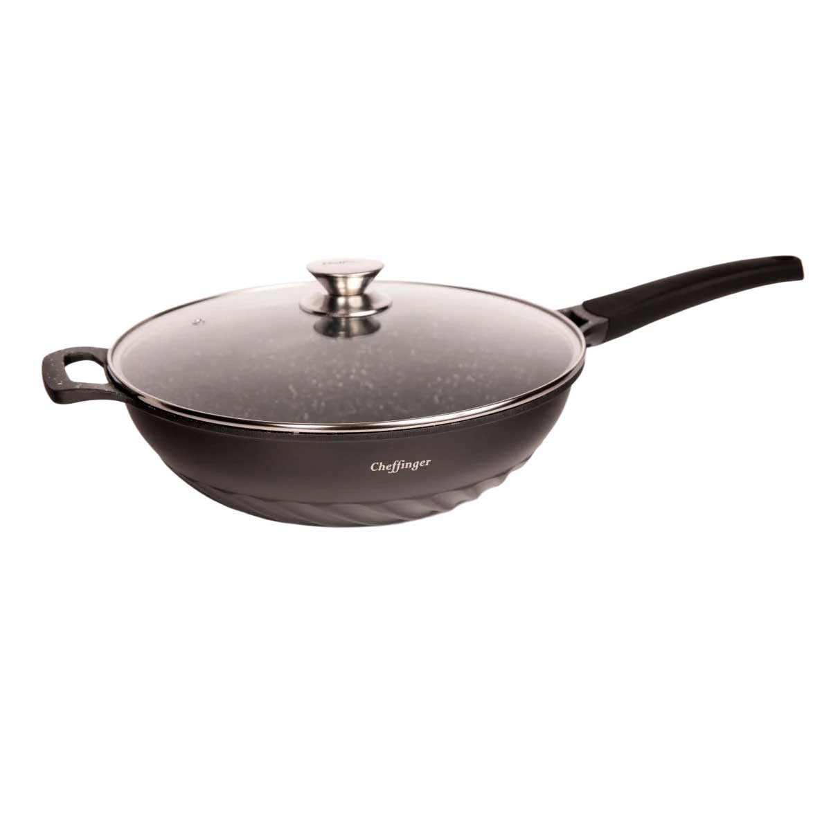 Cheffinger Wokpan XL met Deksel wokpannen