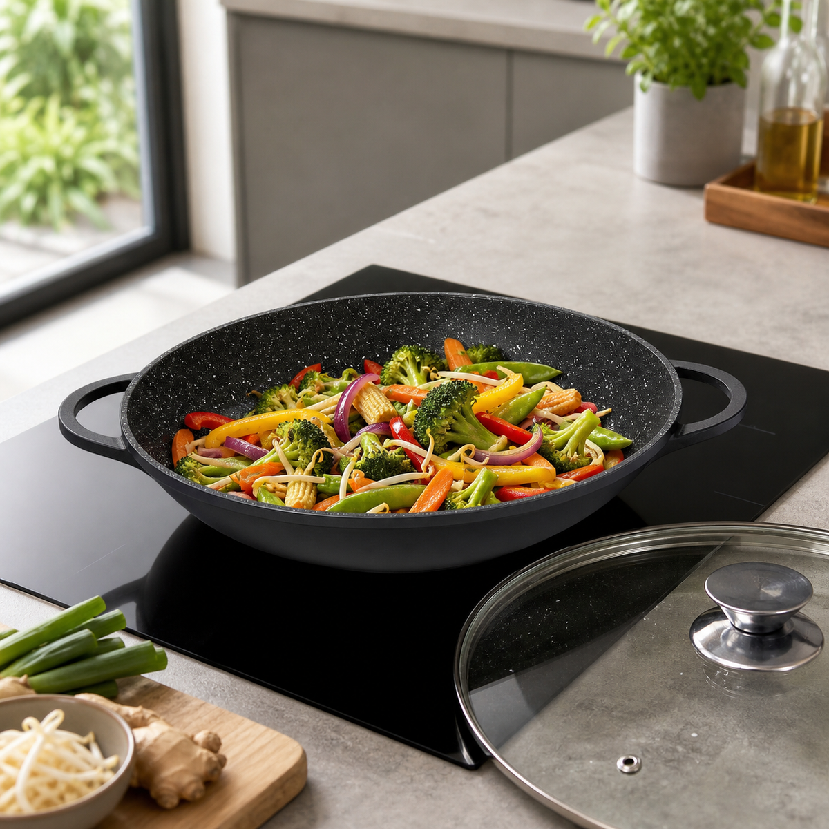 Cheffinger Wokpan met Deksel wokpannen productafbeelding 3