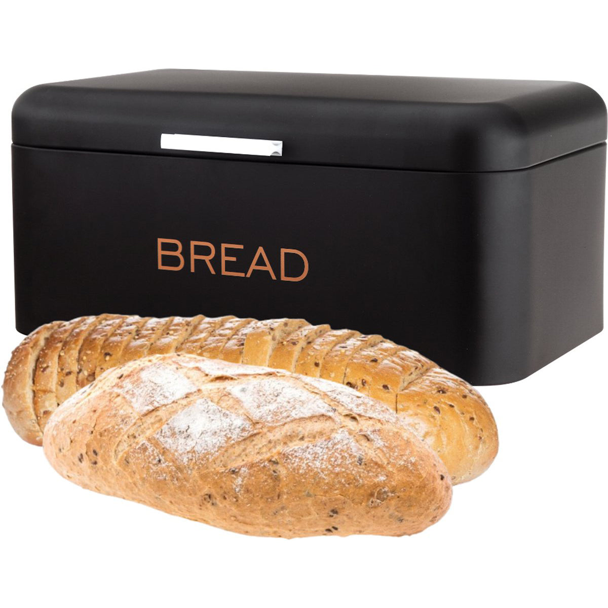 Cheffinger Bread Box - Metallic Black - Stainless Steel - 34cm