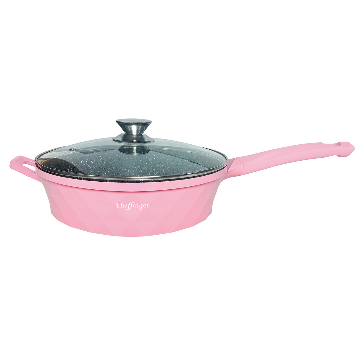 Cheffinger Hapjespan met Deksel - 28cm - Roze - Inductie - Diamond