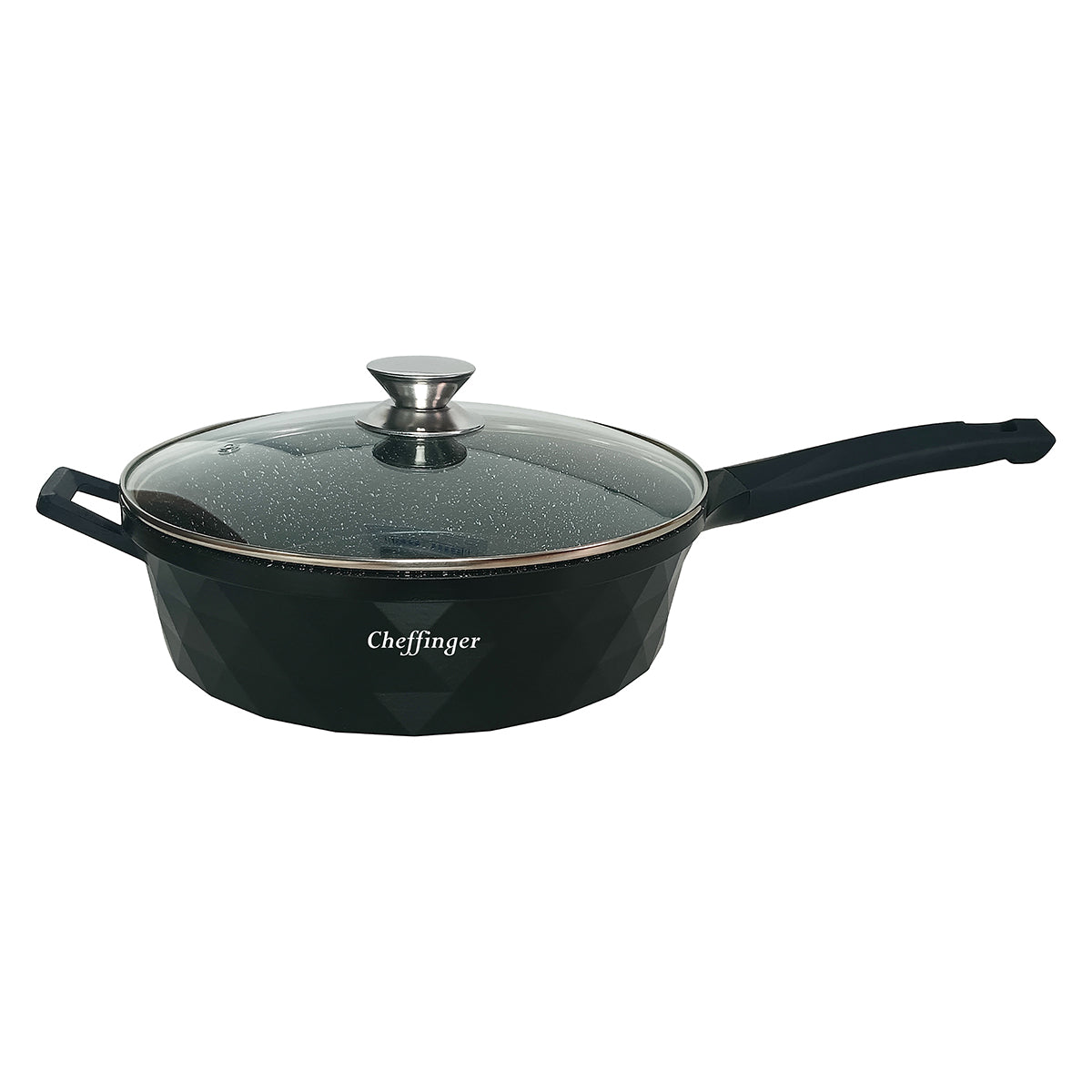 Cheffinger Hapjespan met Deksel - 28cm - Zwart - Inductie - Diamond
