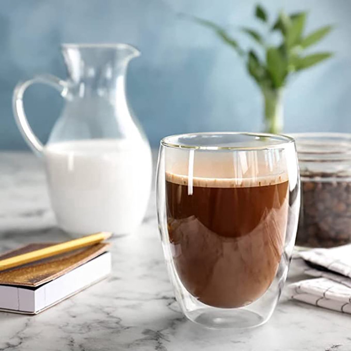 MONOO Dubbelwandige Glazen - 350 ml - Set van 6 - Koffieglazen - Theeglas - Cappuccino Glazen - Latte Macchiato Glazen - TEKZEN