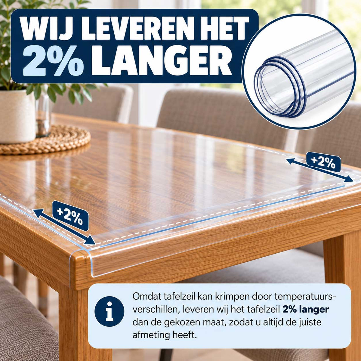 TEKZEN Transparant Tafelzeil - 90x190 cm - 4 mm Dik - Tafelbeschermer – foto 3