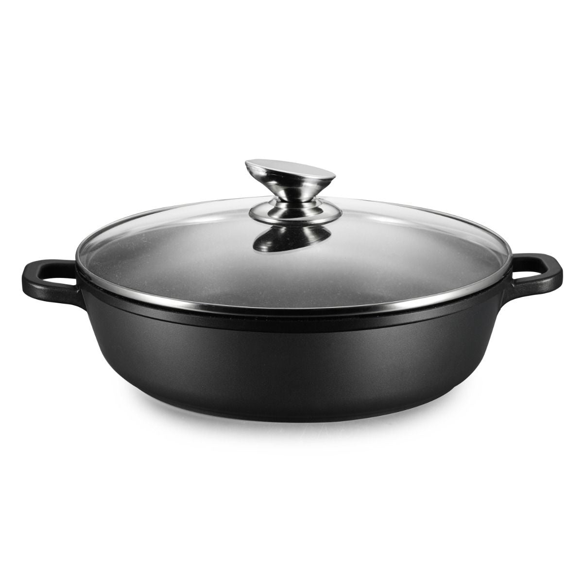 Ferveo Omega Lage Braadpan met Deksel - 28cm - Zwart - Inductie