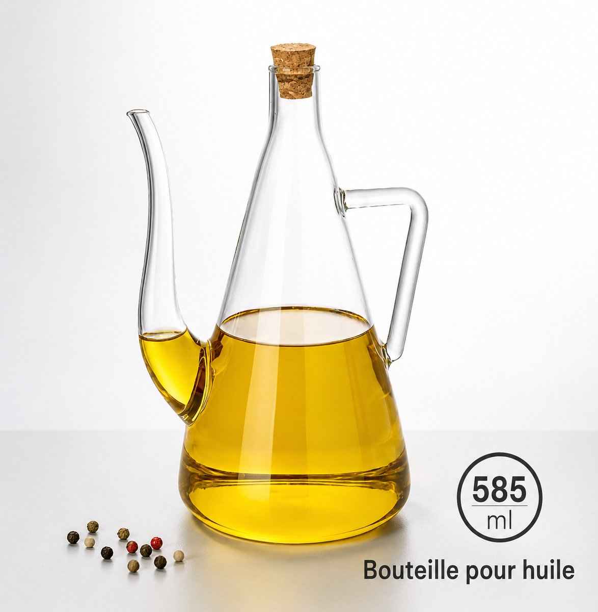 Glozini Azijn/Olie fles - Pyramide - Glas - 585ml - Olijfolie en Tafelazijn