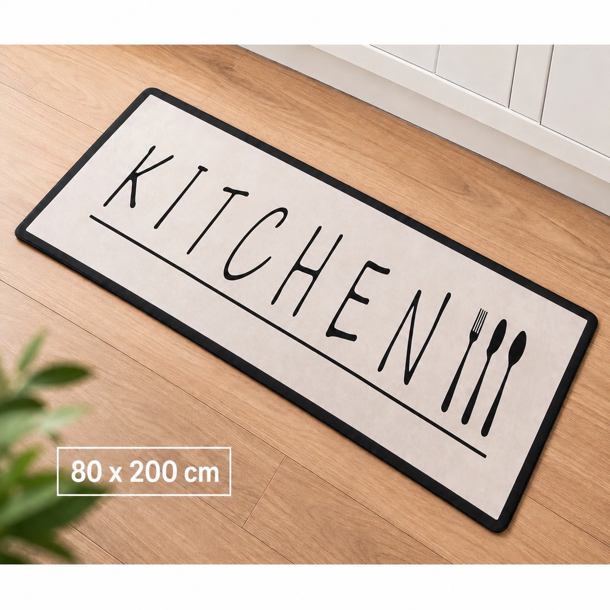 Hauskraft Keukenloper Kitchen - Beige - 80x200 cm - Vloerkleden - Keuken Tapijt - Keukenmat - Loper Tapijt - Loper Vloerkleed