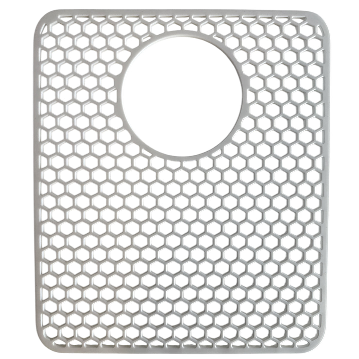 MONOO Spülbeckenmatte – Sechseck-Muster mit Loch – Weiß – Quadratisch – Silikon – 35 x 30 cm – BPA-frei – Extra dick