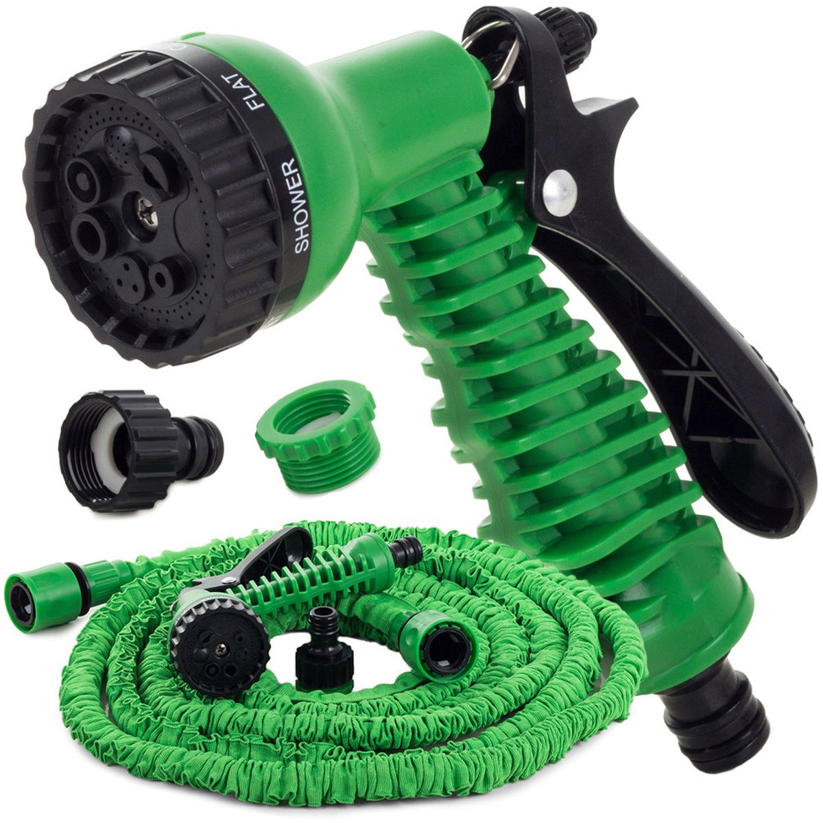 MONOO Flexibler Gartenschlauch und Bewässerung 45 Meter - Gartenbewässerung - Gartensprinkler - Wasserschlauch - 7 Sprühfunktionen